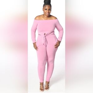 Pink Women's Tie-Front Jumpsuit